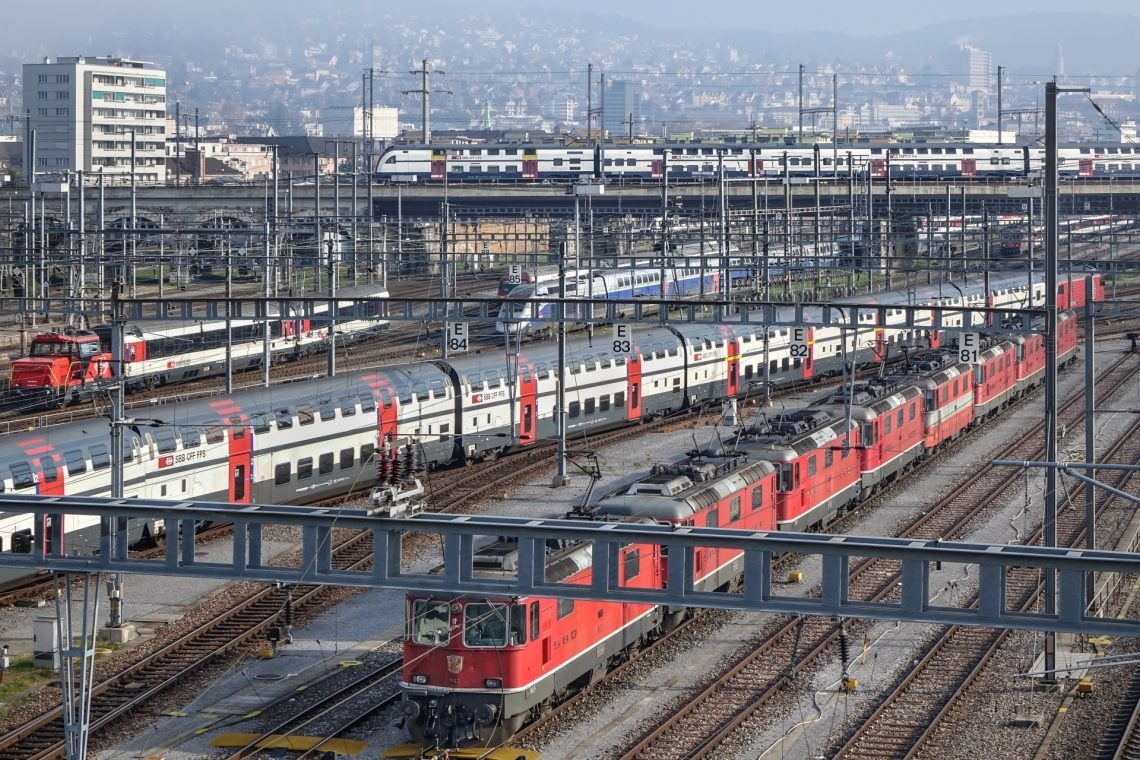 Eine Gleisanalge vor dem Hauptbahnhof Zürich.