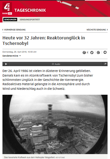 Ausschnitt des srf-Beitrags zum Reaktorunglück in Tschernobyl vor 32 Jahren