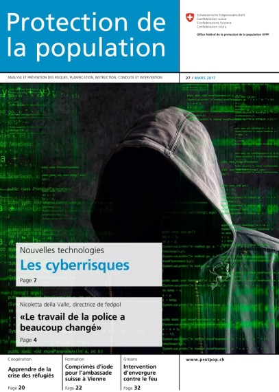 La couverture de la nouvelle édition de la revue « Protection de la population », avec un dossier consacré aux cyberrisques